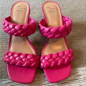 a new day Hot Pink Braided Double-Strap Slide Heels